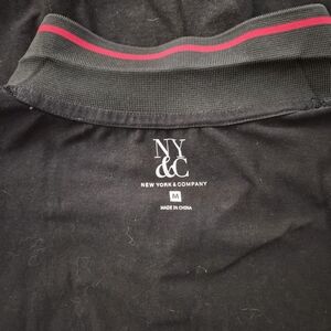New York & Company Black Shirt with Red Accents